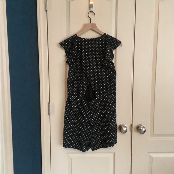 Madewell Silk Petalplay Romper Cutout Back Black Dotmix Size XS - Picture 2 of 6